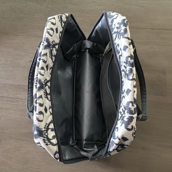 Fit & Fresh Bloomington Lunch Bag Double Handle Zip Ikat Charcoal Gray Cream OS - Picture 6 of 7